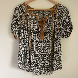 THML Black and Mustard Patterned Blouse